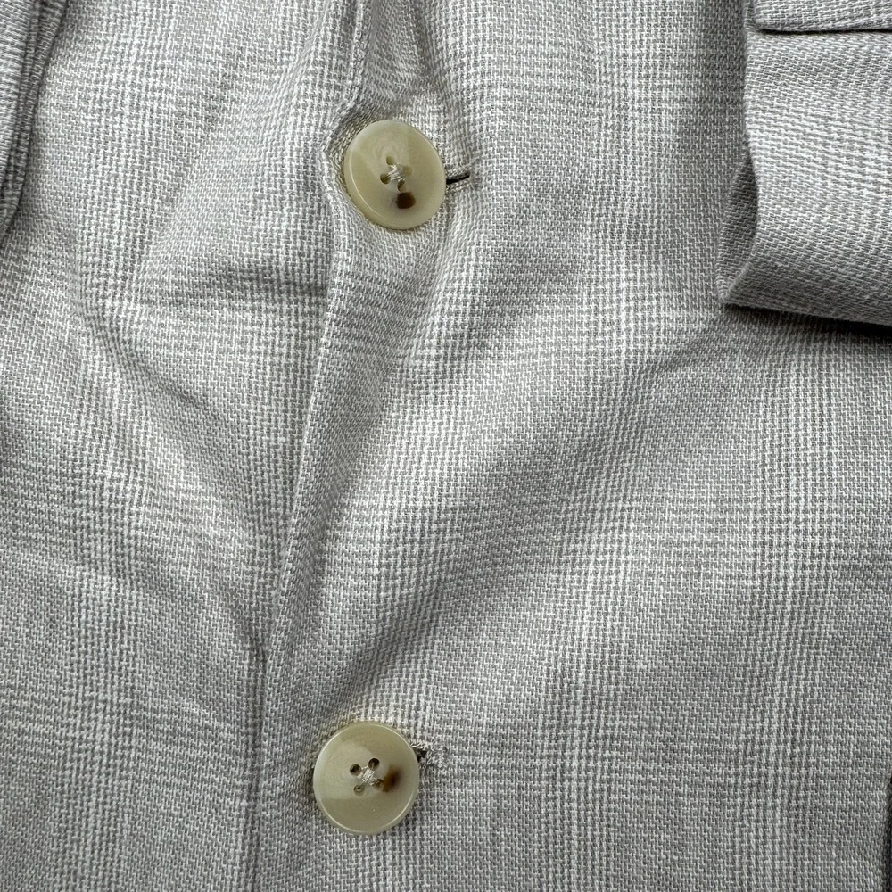 Banana Republic Tailored Fit Sport Coat Blazer Sz 42R Linen Beige Glen Check New